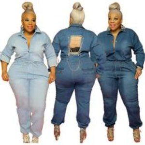 PLUS SIZE JEAN JUMPSUIT